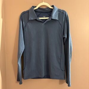 Patagonia Long Sleeve Polo Collar Shirt Organic Cotton Blue Top Work Outdoor